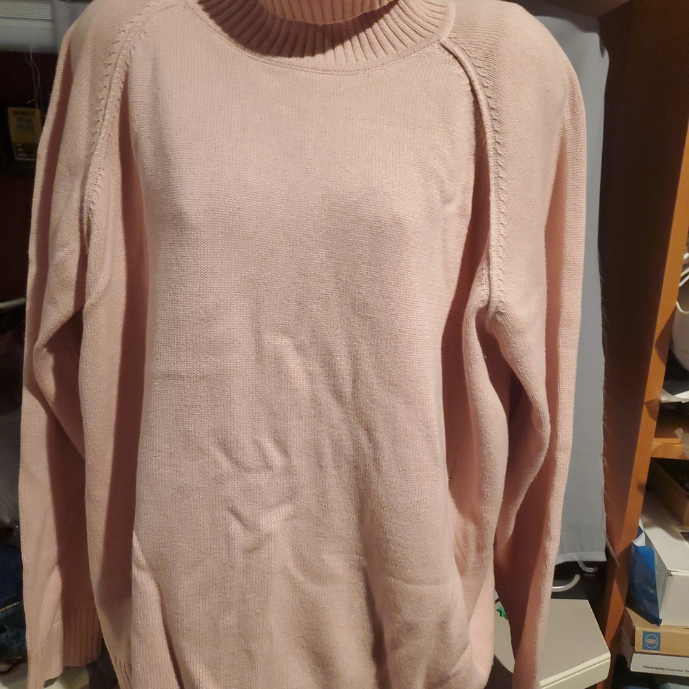 JEANNE PIERRE Women's cotton turtleneck sweater - light pink - Picture 3 of 5